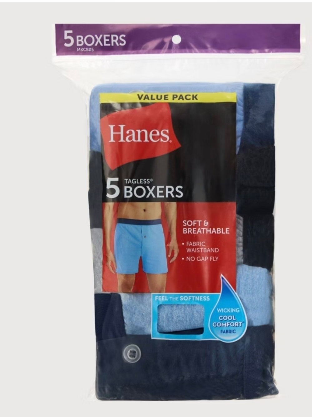 Hanes Men’s 5-Pack Tagless Boxers